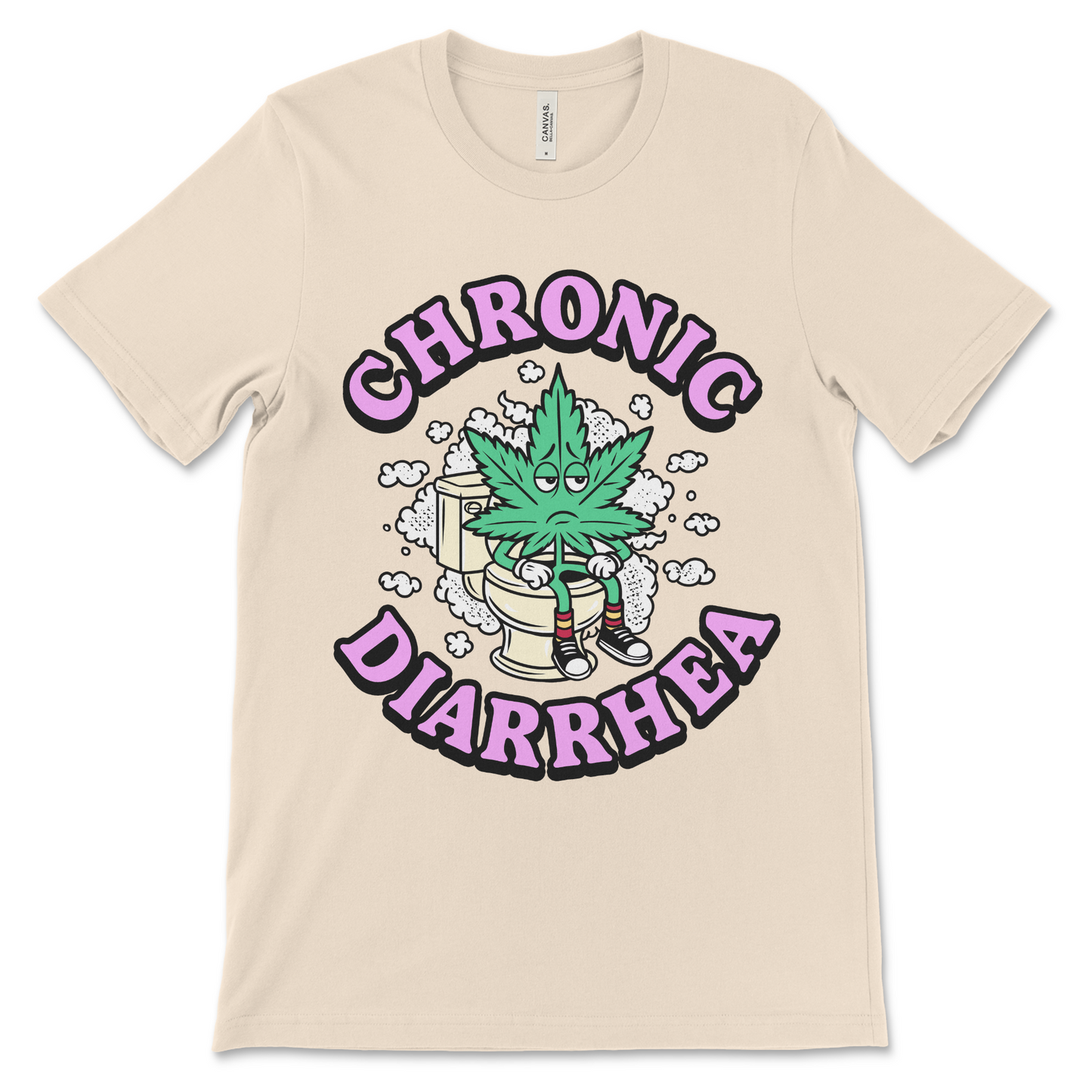 Funny weed shirt with a chronic diarrhea pun and inappropriate design. A mashup of poop humor and stoner apparel.