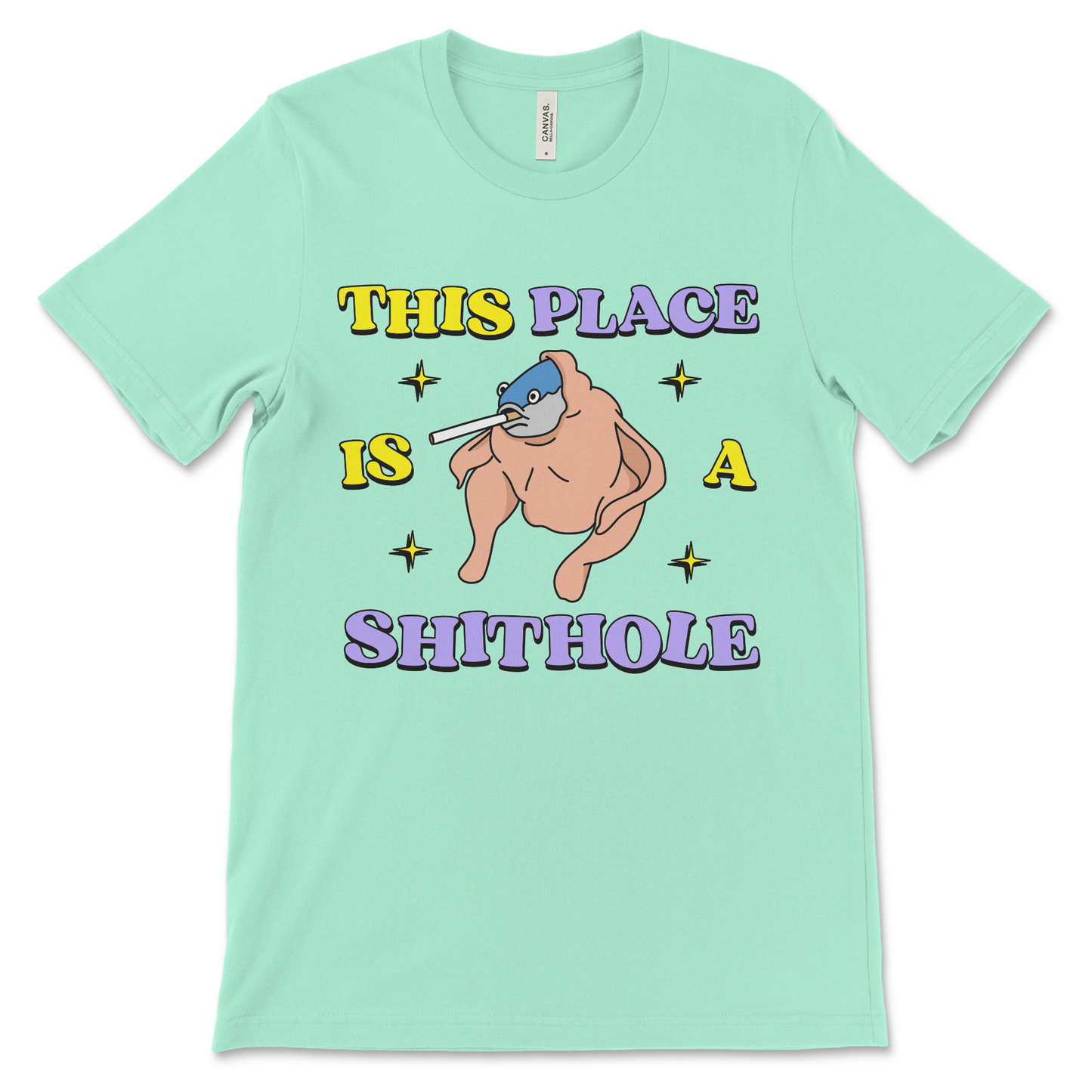 Shirt that doesn’t make sense, intentionally weird and controversial. Fits into the category of offensive anti-USA meme shirts.