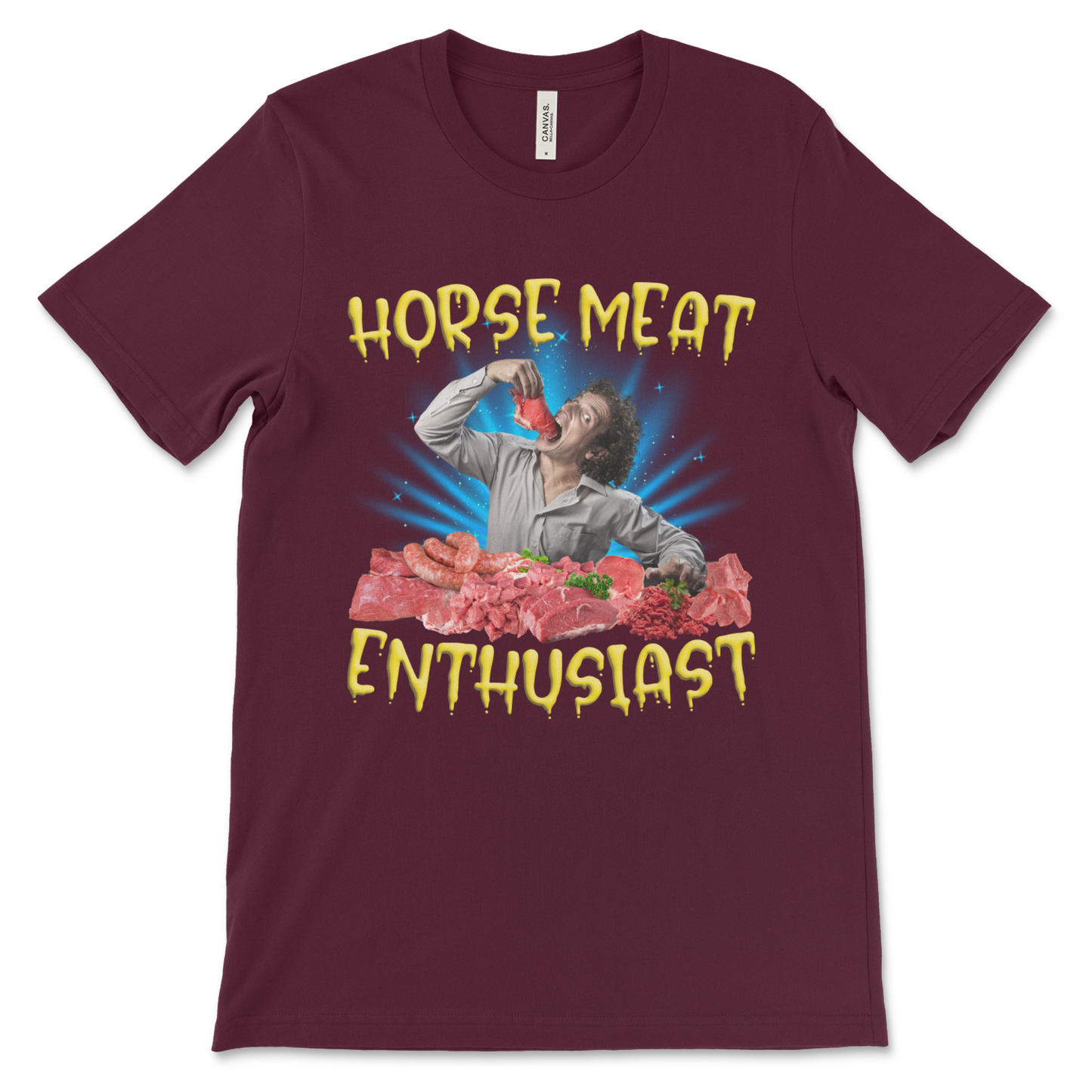 Weird meme shirt, Horse Meat Enthusiast graphic top for fans of shocking and random t-shirts