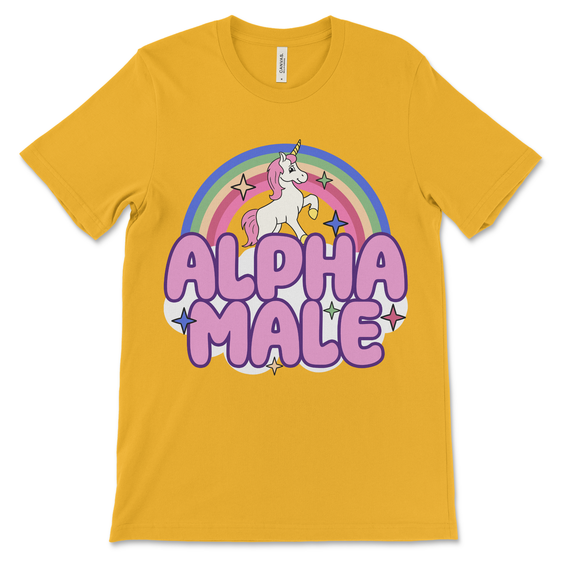 funny shirt with a cute unicorn that says alpha male.