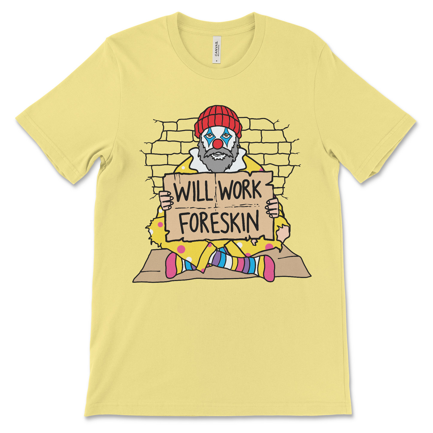 Cringe meme shirt with bold clown graphic and offensive wording