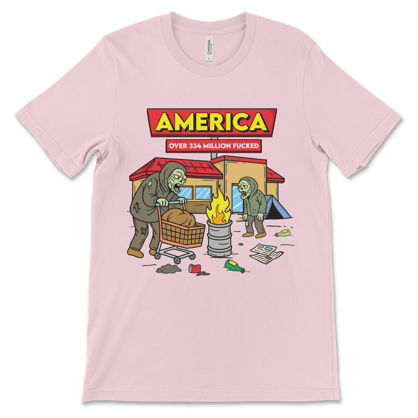 Anti-America graphic shirt with a satire-heavy phrase about the usa. Great for fans of offensive t-shirts, political humor, and usa protest shirts.