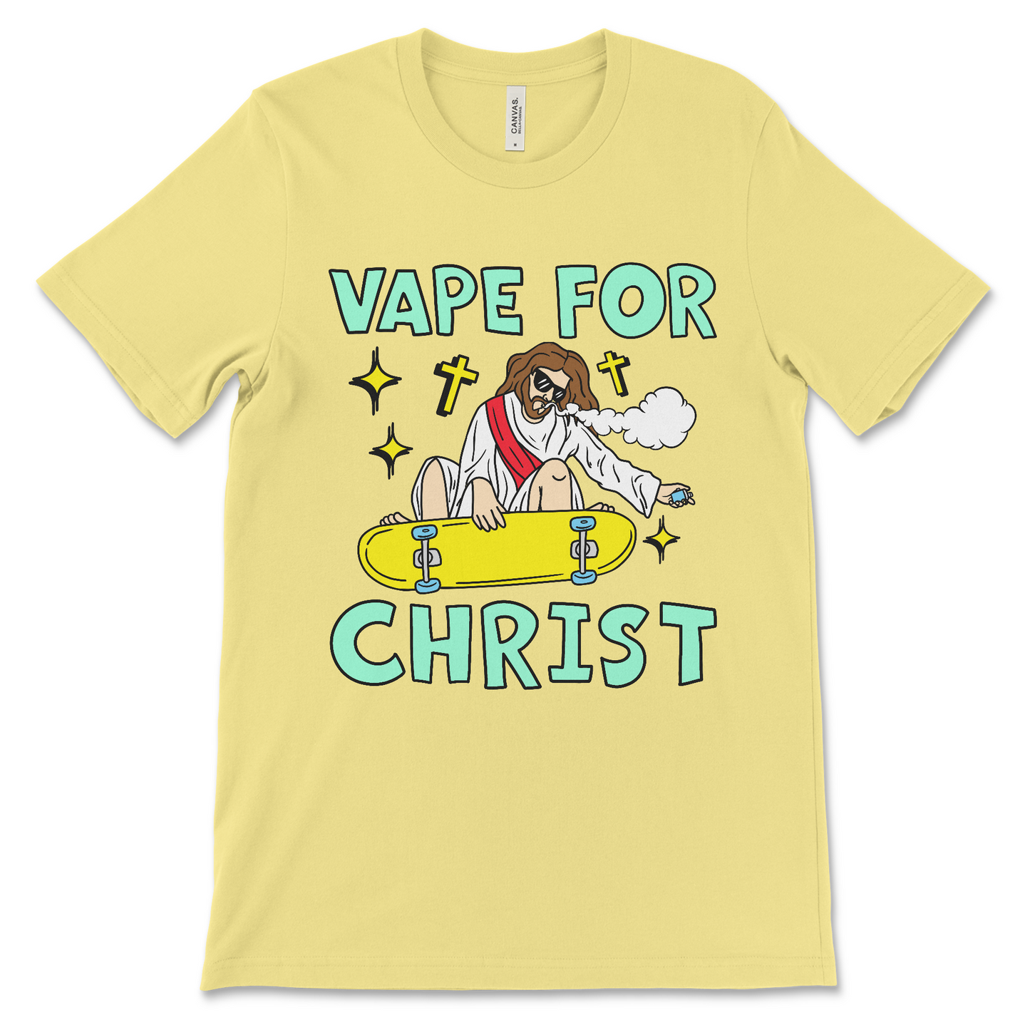 This Vape for Christ shirt is a religious satire meme tee, ironic Christian humor shirt, funny Jesus meme t-shirt, sarcastic religion shirt for vape meme lovers.