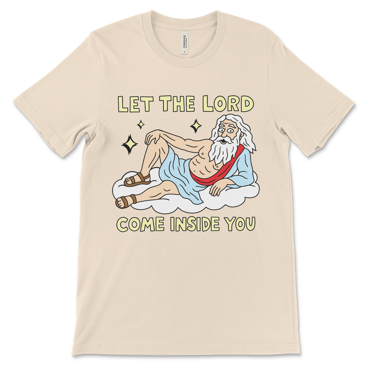 Funny Jesus shirt for atheists and agnostics with dark humor. Irreverent Christian meme shirt with adult joke.