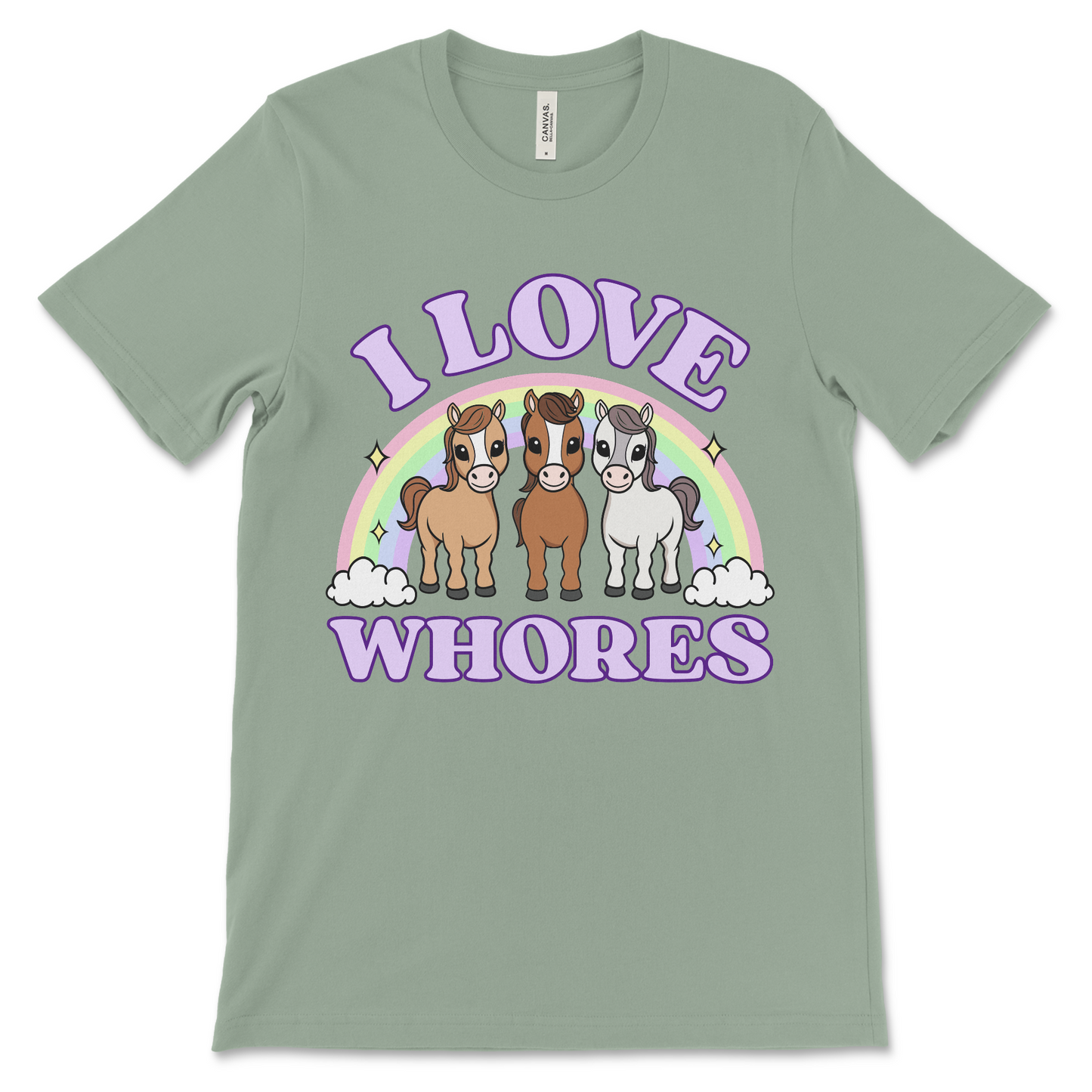 Rude shirt featuring funny offensive crude slogan and horse meme, perfect for fans of raunchy shirts and novelty tees.