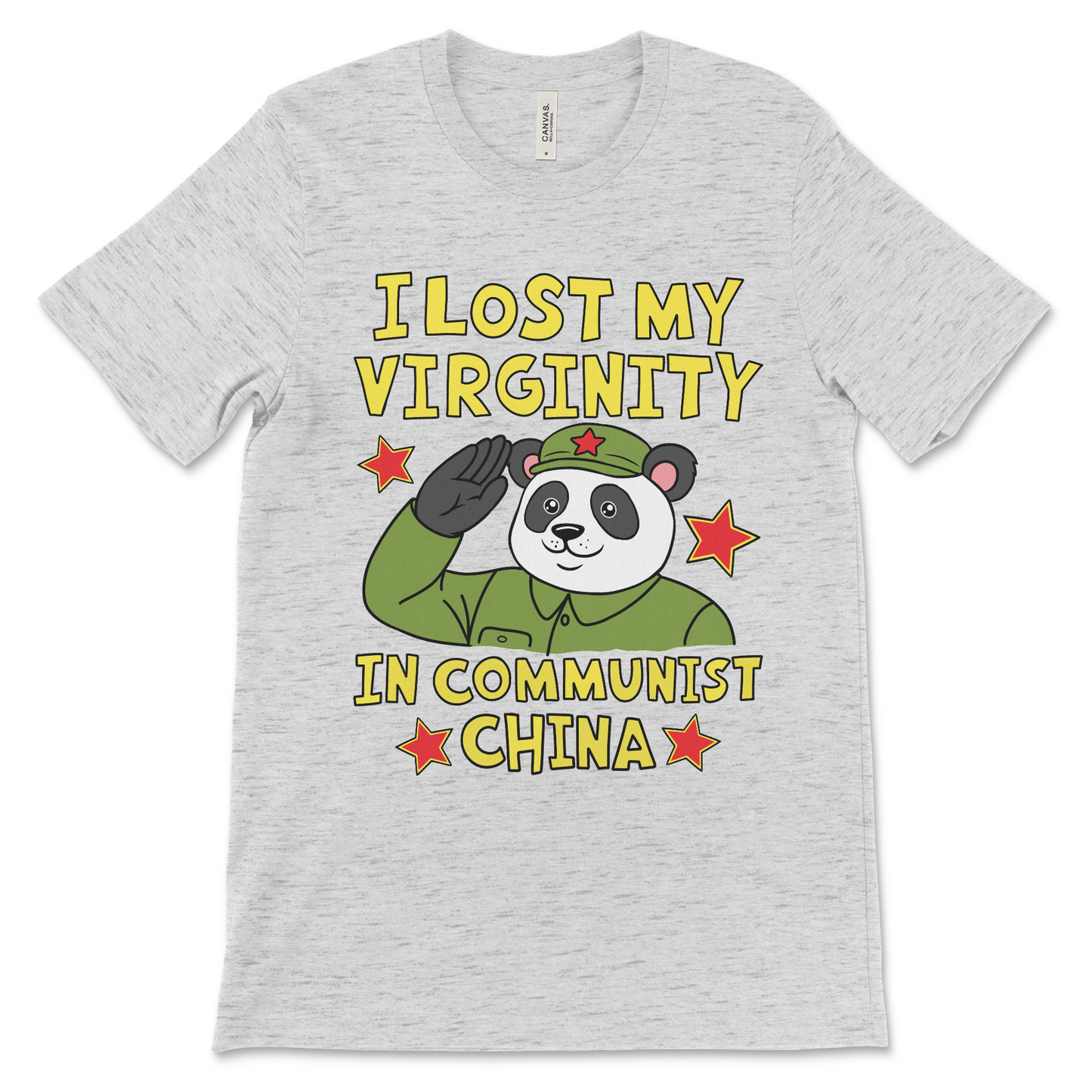 Inappropriate novelty t-shirt with a lost virginity in China design, ideal for lovers of vulgar, really offensive shirts.
