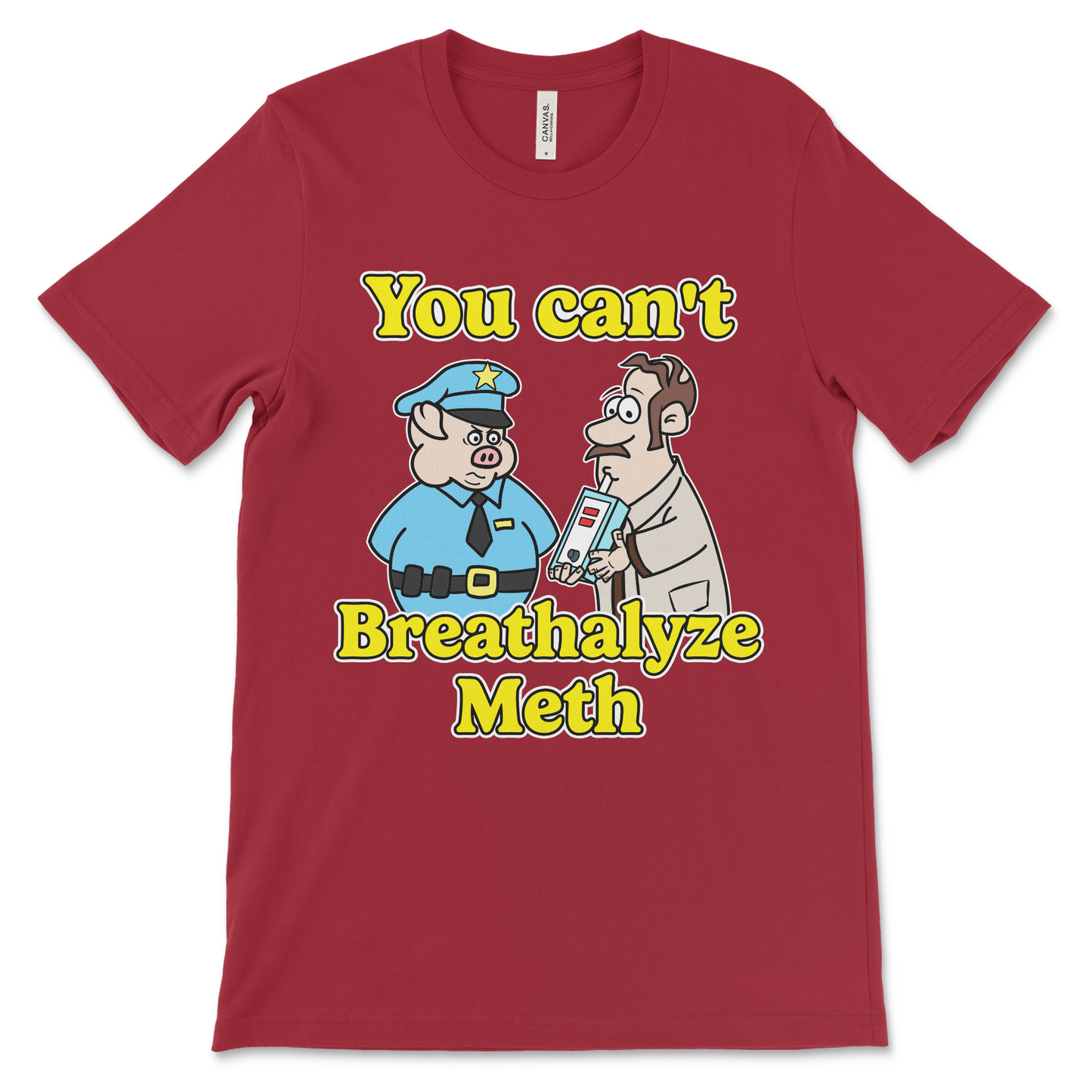 Dark drug humor graphic tee with offensive saying