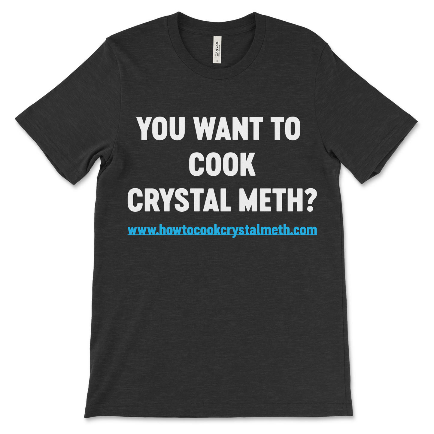 Offensive crystal meth graphic tee with ironic humor and meth lab theme.