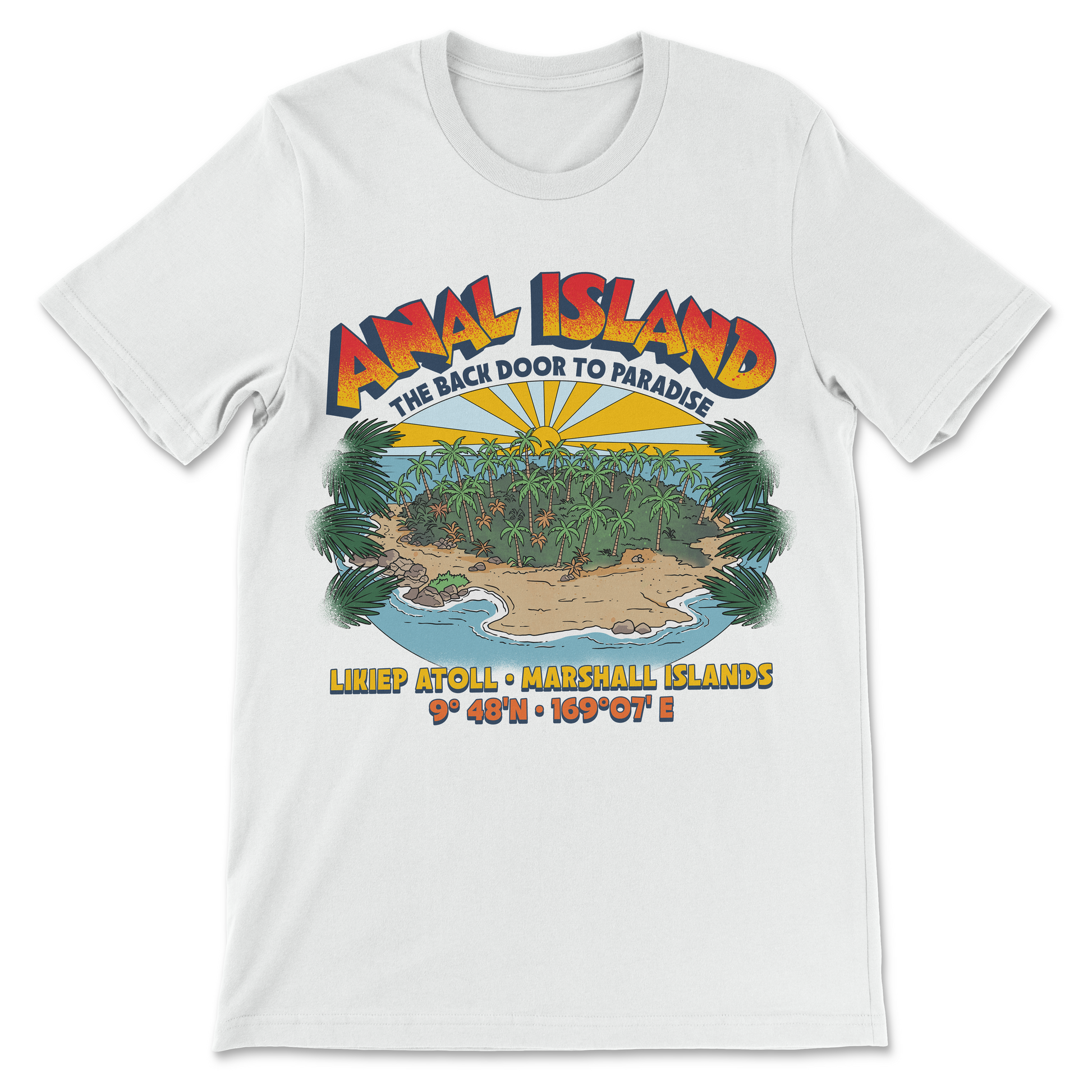 Anal Island shirt with vintage Marshall Islands tropical tourist design
