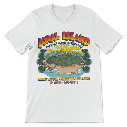 Anal Island shirt with vintage Marshall Islands tropical tourist design
