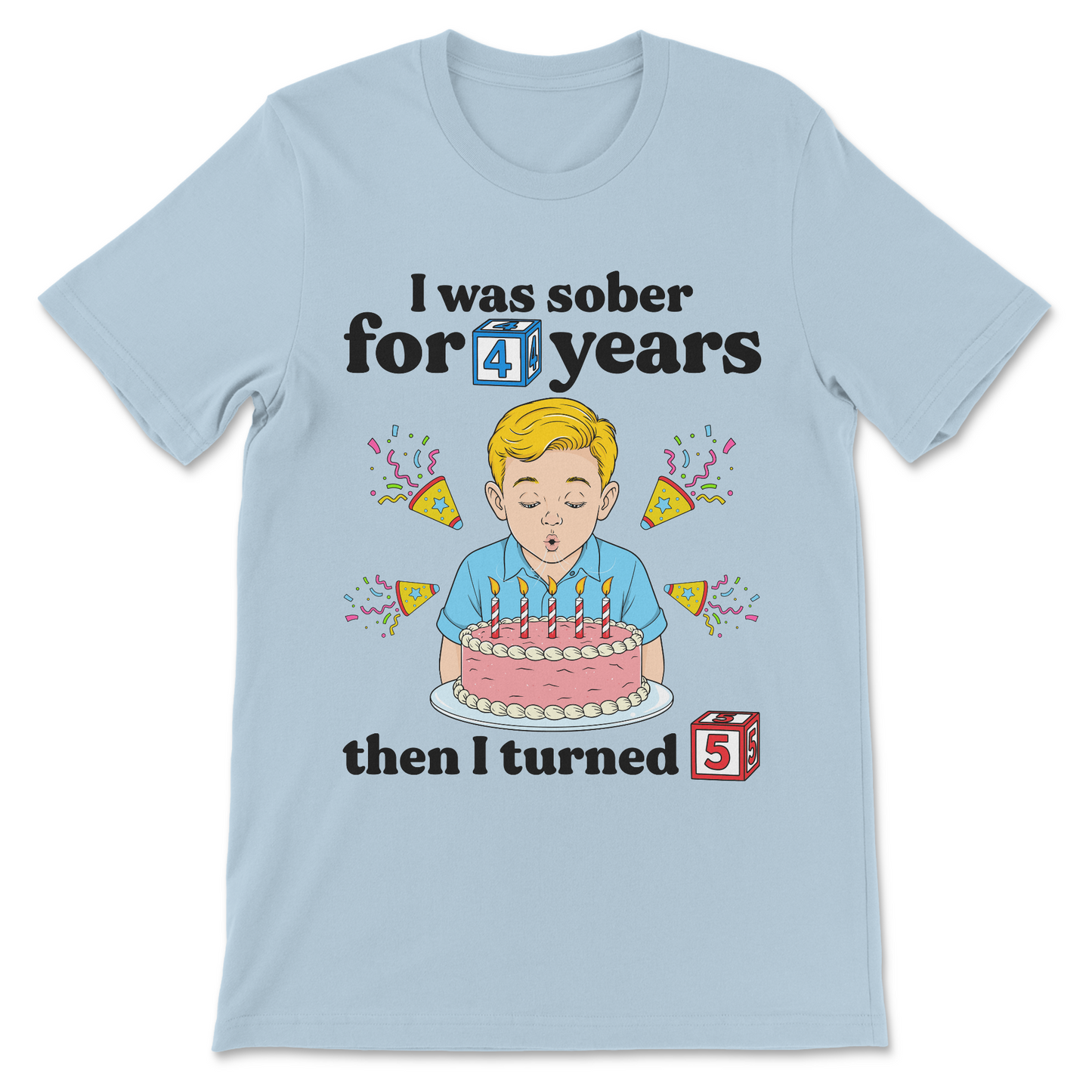 Dark humor graphic tee featuring an ironic drinking joke and childhood punchline.
