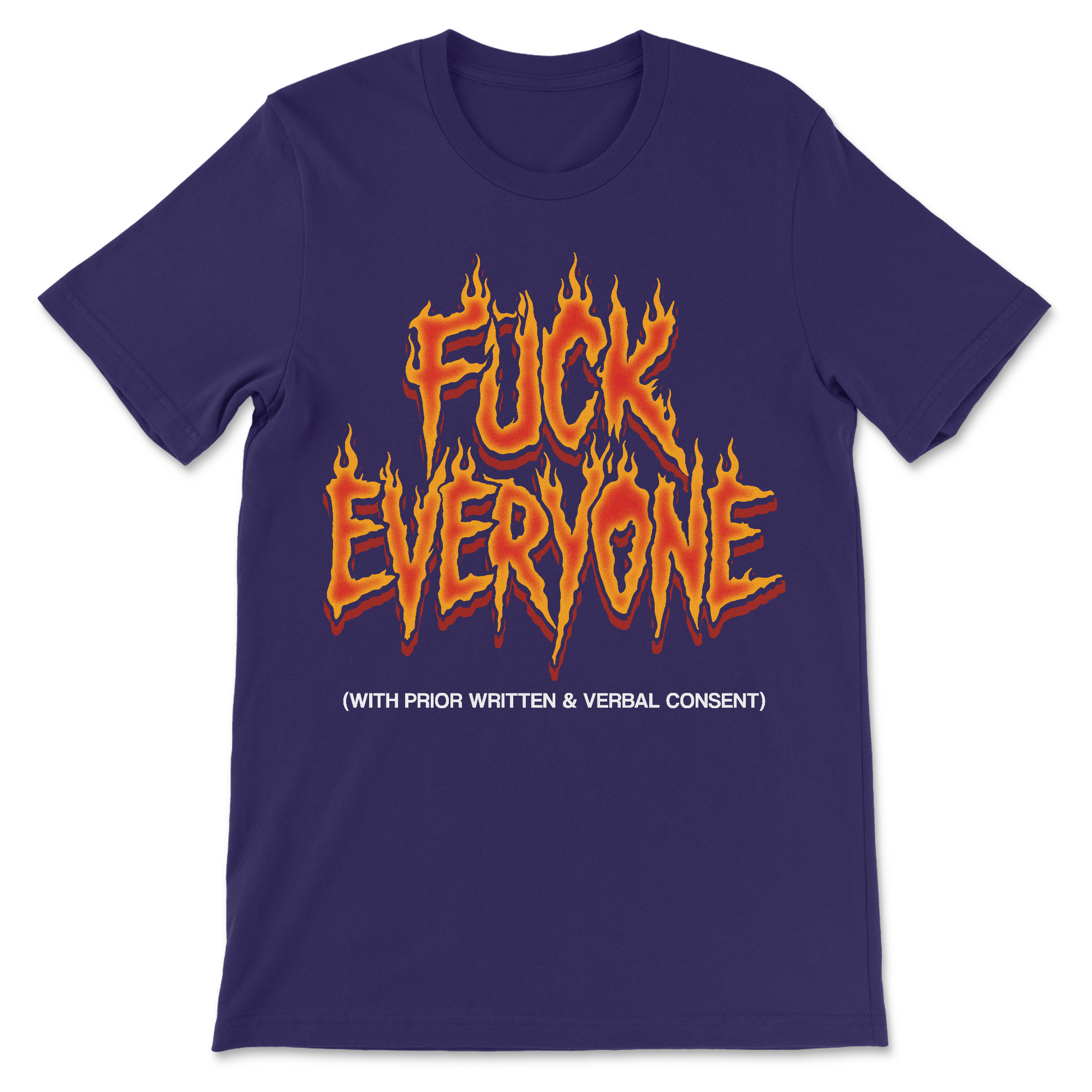 Edgy novelty shirt combining aggressive phrase with legal wording
