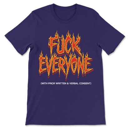 Edgy novelty shirt combining aggressive phrase with legal wording
