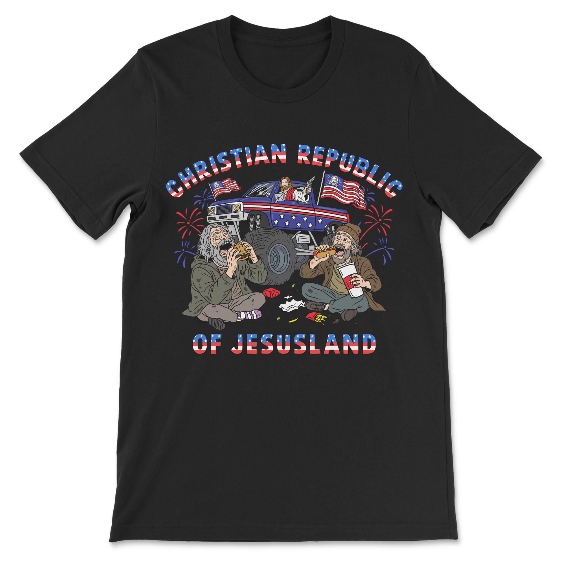 funny Jesus monster truck and guns shirt