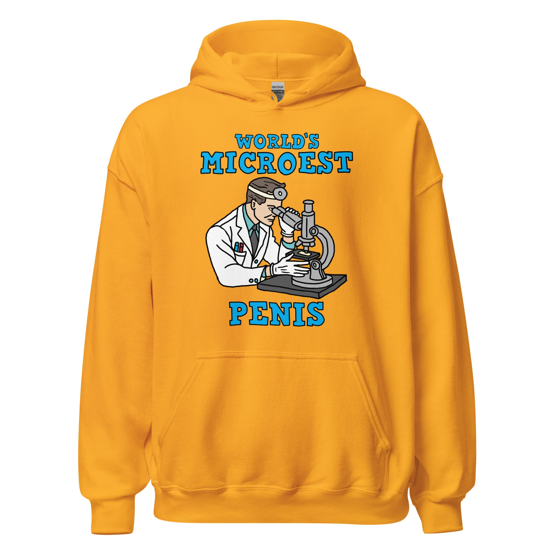 Hoodie with the phrase World’s Microest Penis, an offensive meme hoodie with misspelled text, cringe humor, and unhinged internet style.