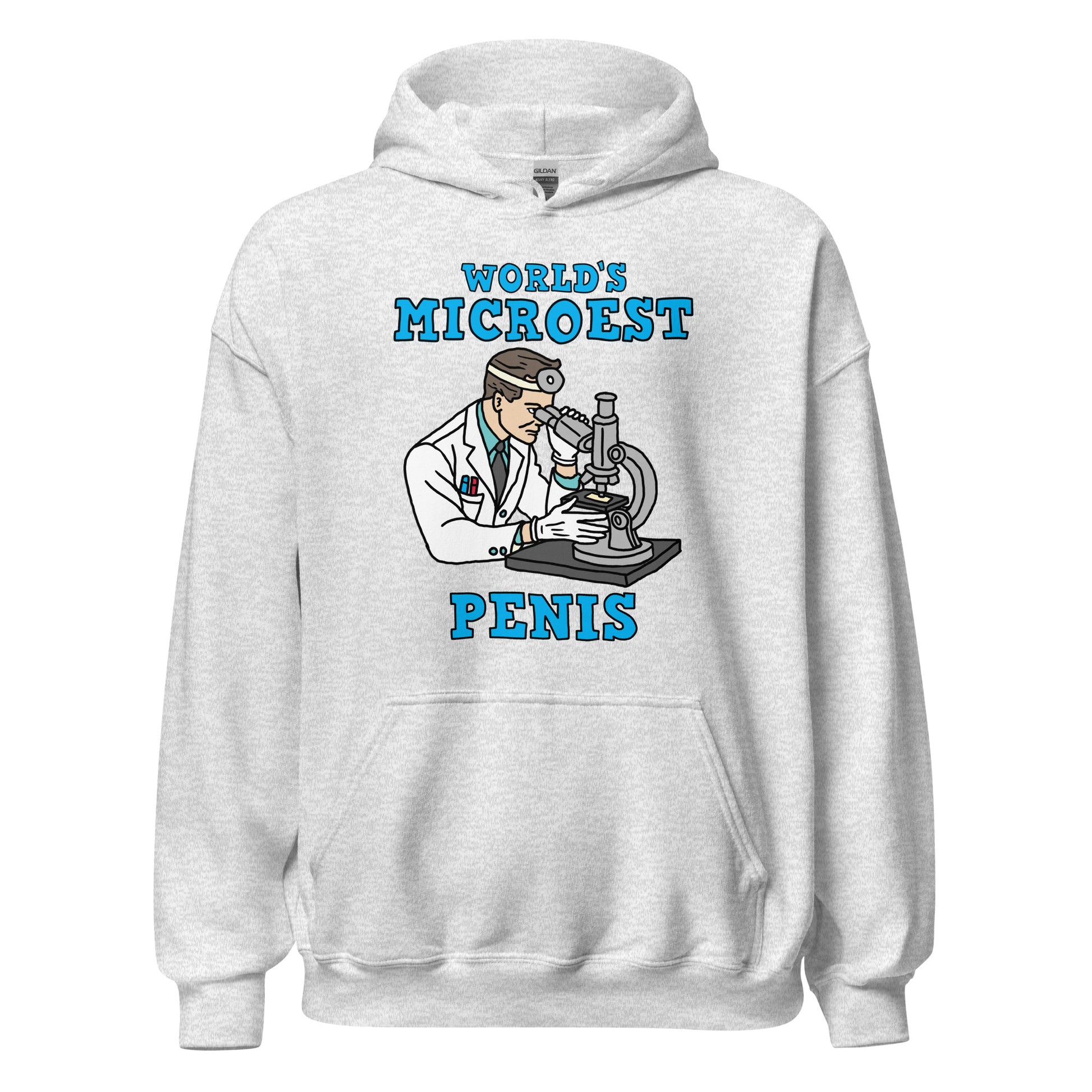 Hoodie with the phrase World’s Microest Penis, an offensive meme hoodie with misspelled text, cringe humor, and unhinged internet style.