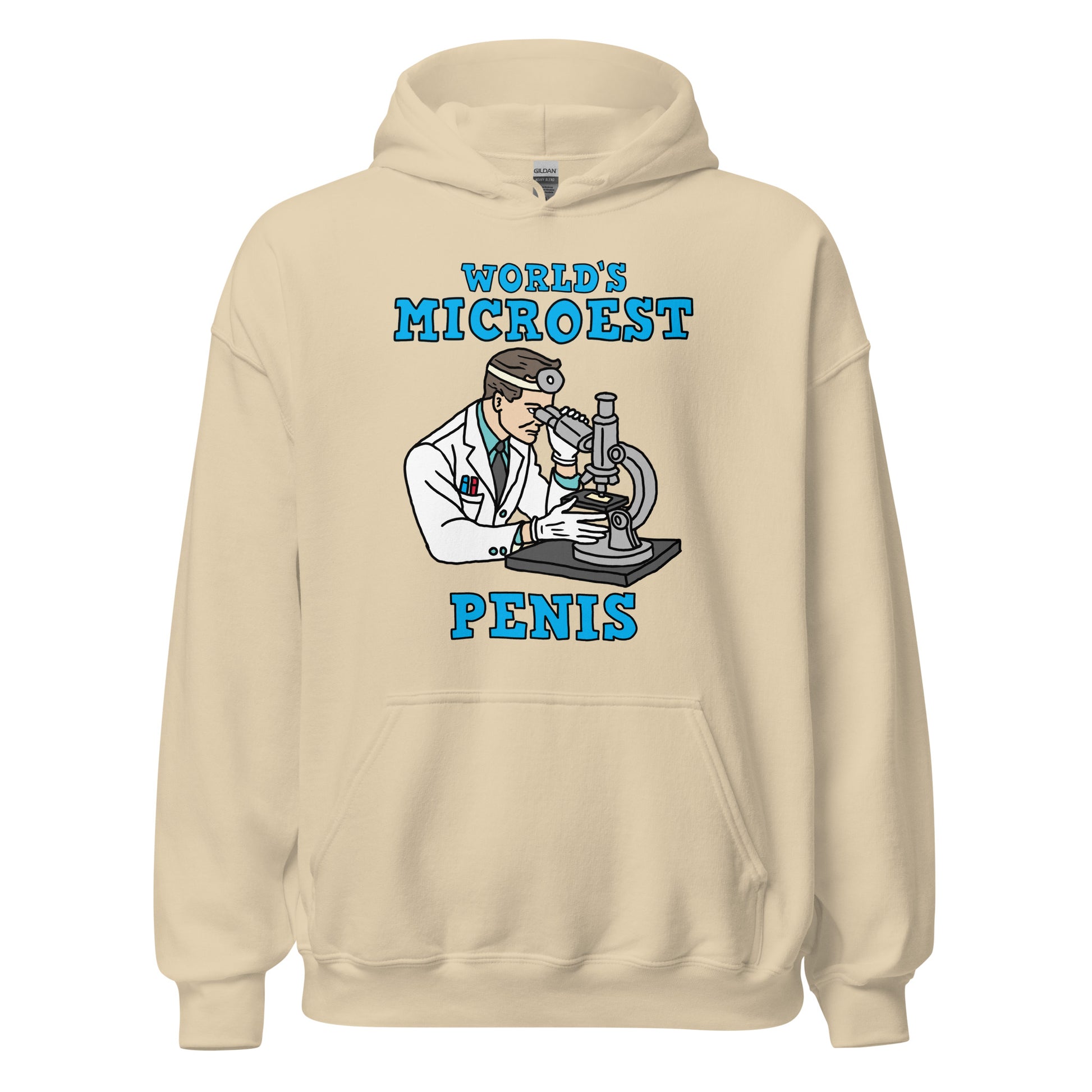 Hoodie with the phrase World’s Microest Penis, an offensive meme hoodie with misspelled text, cringe humor, and unhinged internet style.