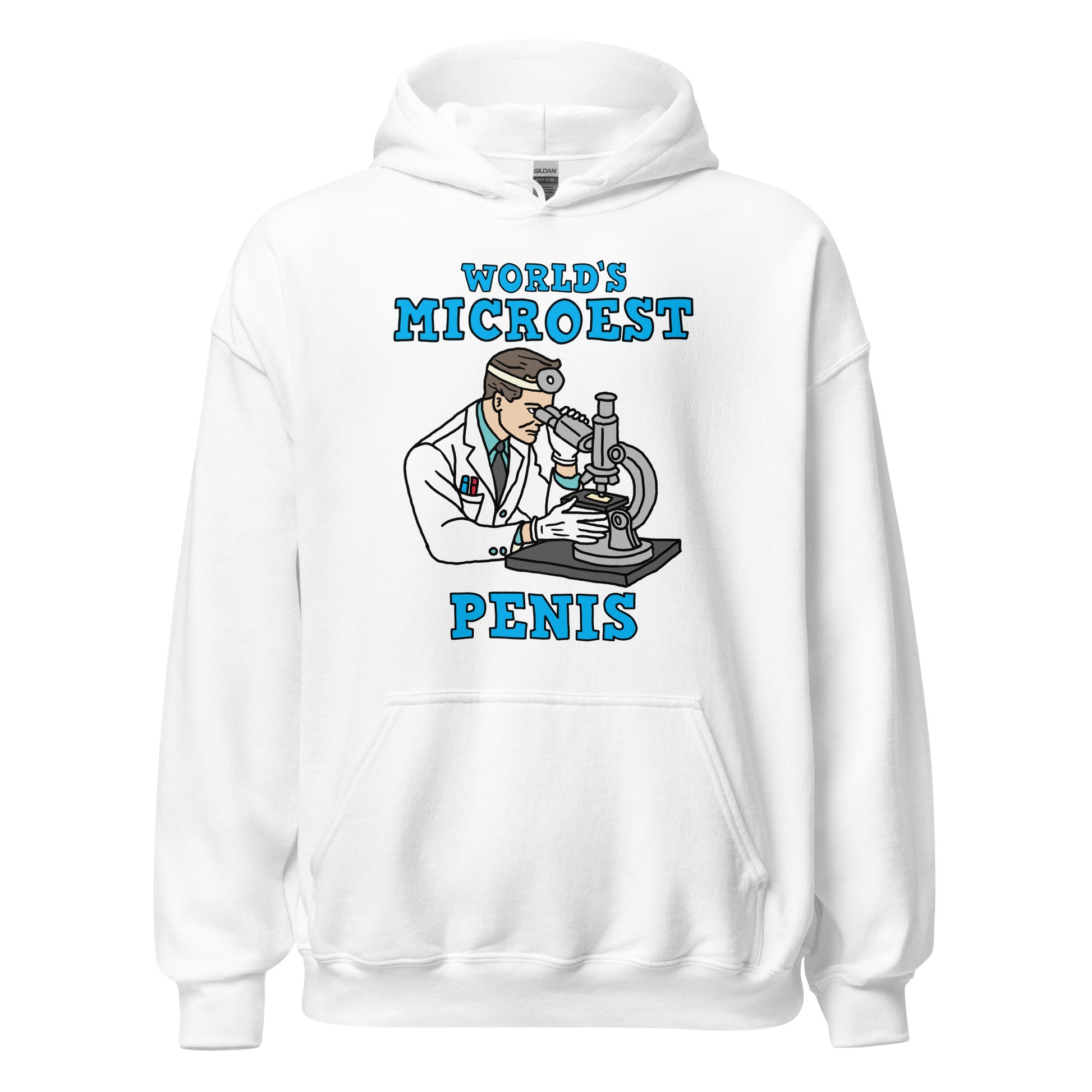 Hoodie with the phrase World’s Microest Penis, an offensive meme hoodie with misspelled text, cringe humor, and unhinged internet style.