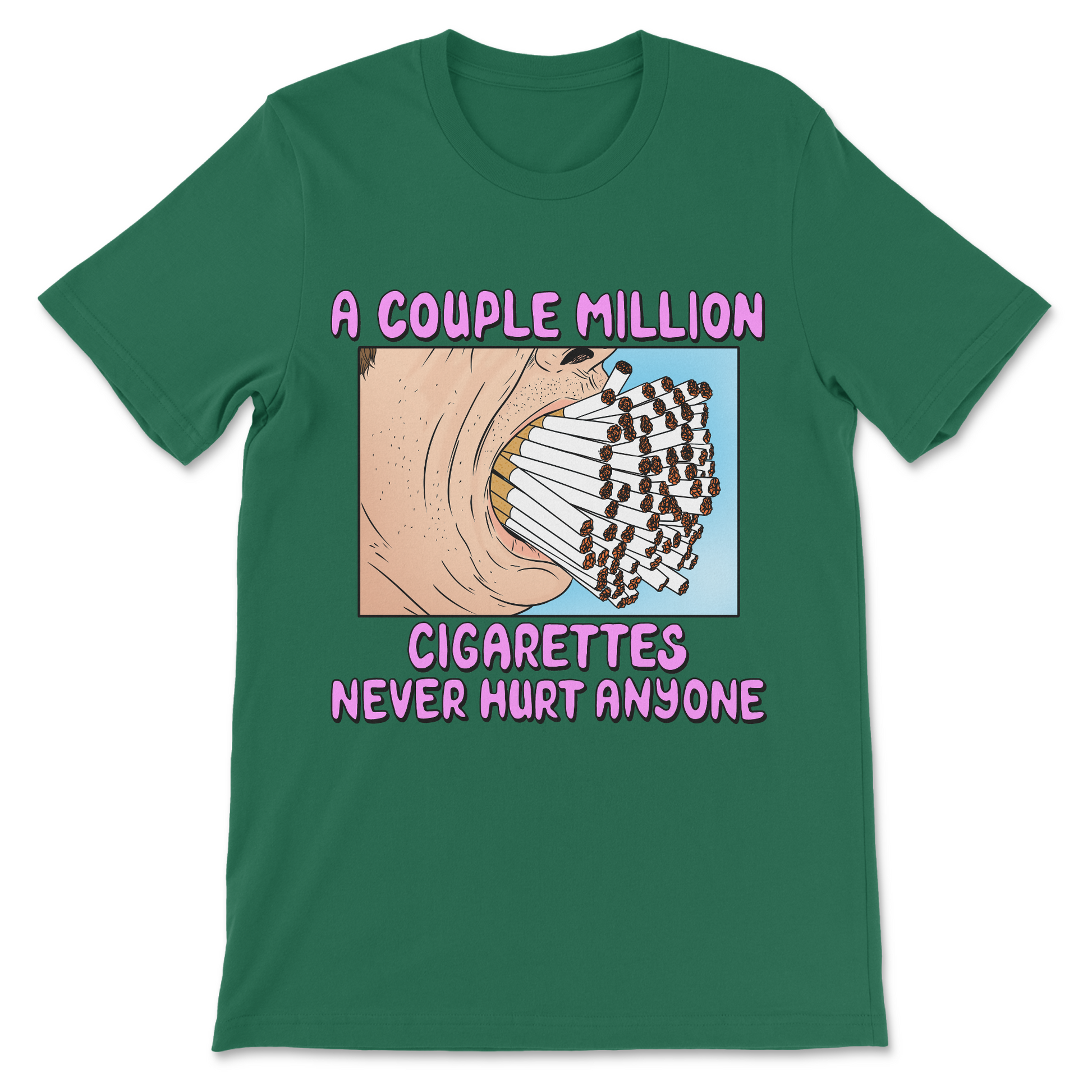 Funny dark humor shirt featuring a cigarette-themed joke and retro artwork.
