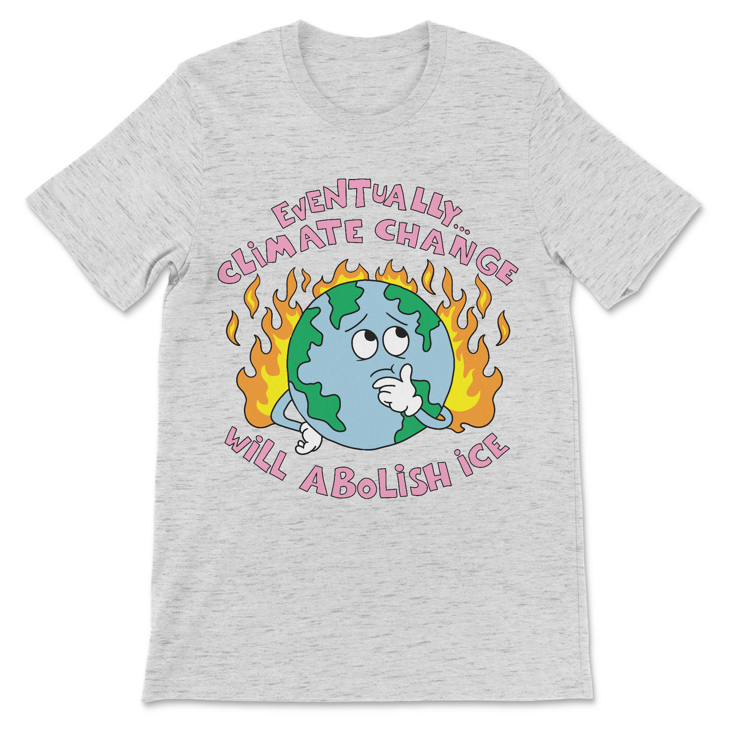 Anti-ICE dark humor tee with climate change text
