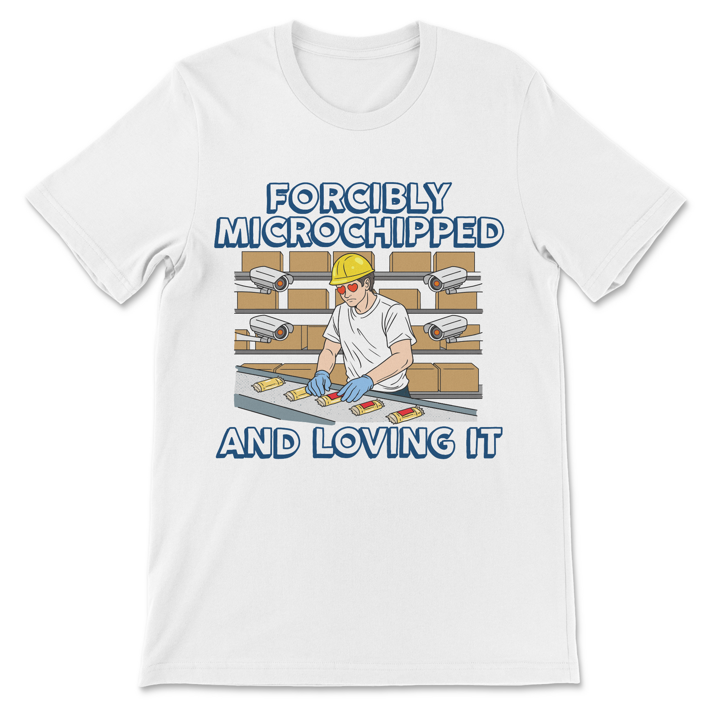 Dark humor robot graphic tee about automation and layoffs
