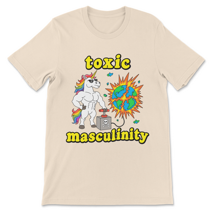alpha male unicorn blowing up the earth graphic shirt
