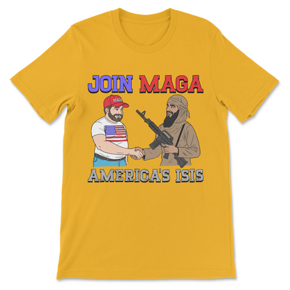 Funny anti Republican shirt with a parody recruitment-style graphic and controversial political message.
