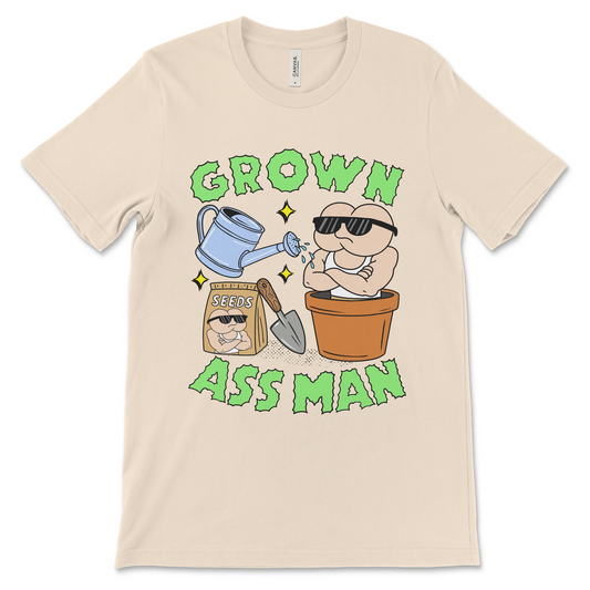 Hilarious Grown Ass Man shirt for lovers of stupid humor and weird memes. Funny novelty t-shirt that makes the perfect gag gift or graphic tee.