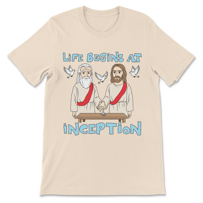 Unhinged shirt featuring Jesus and God holding hands
