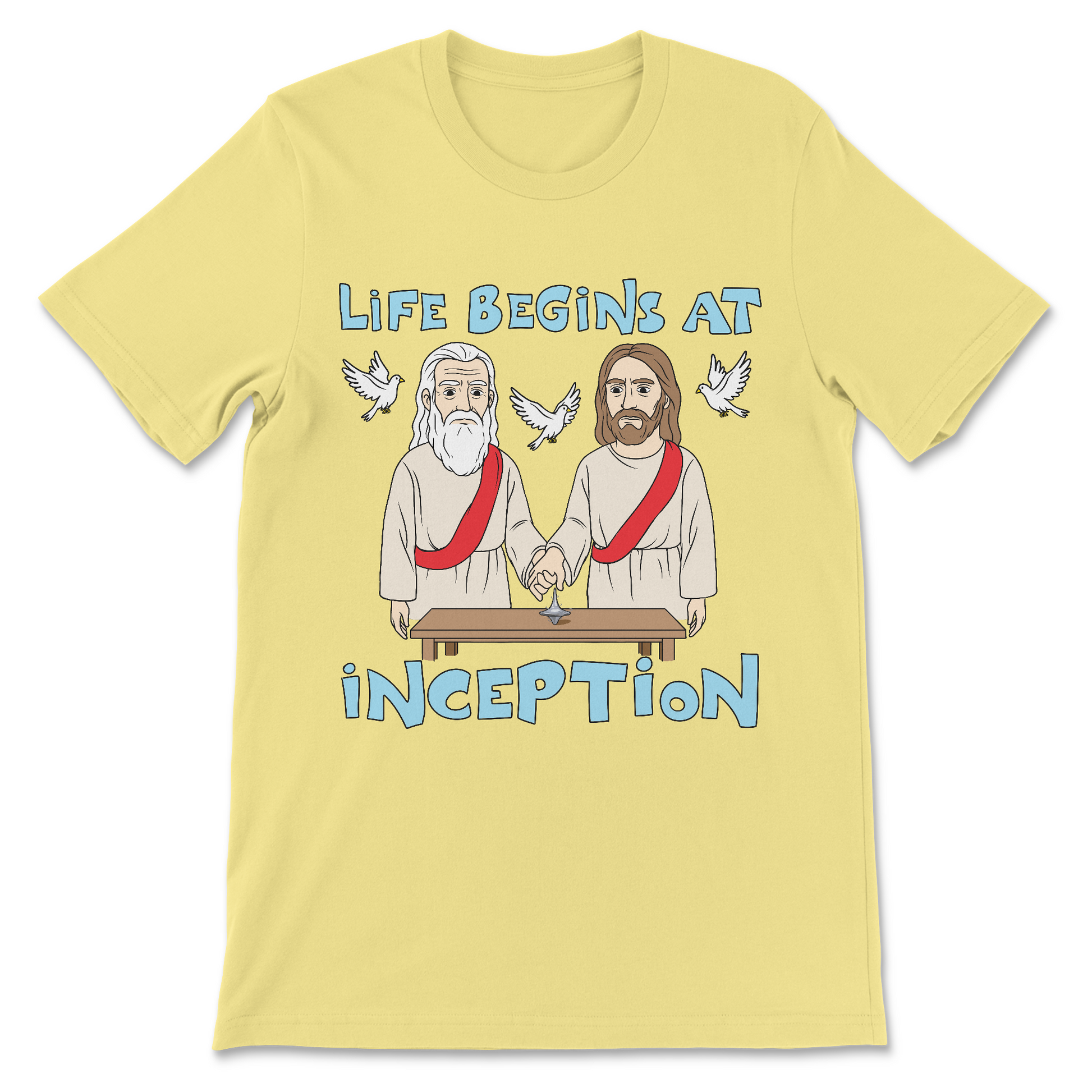 Anti-religion T-shirt with weird Inception parody line
