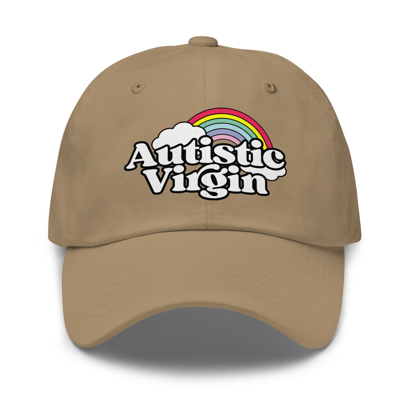 funny autism hat with a cute rainbow design
