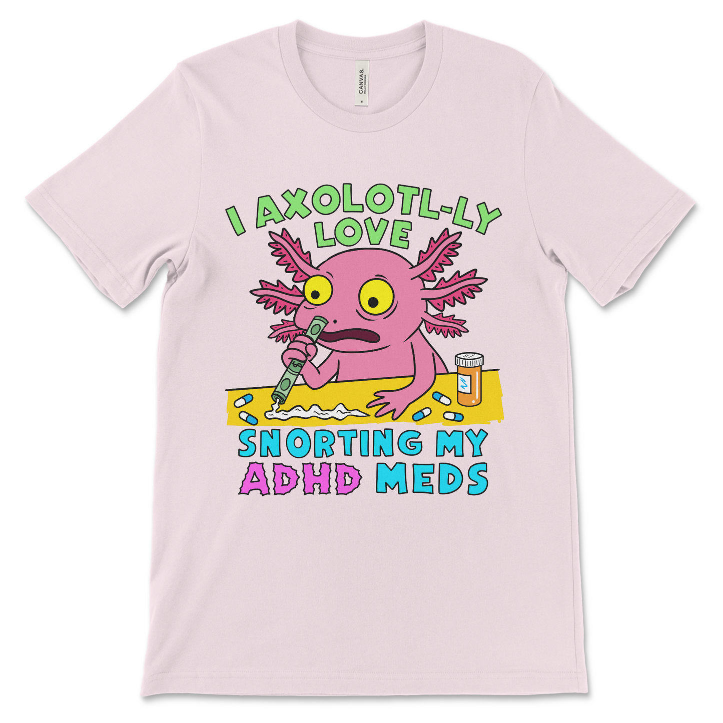 Weird inappropriate axolotl graphic tee for Gen Z humor fans