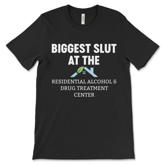 Weird and explicit Biggest Slut shirt with vulgar dark humor design.
