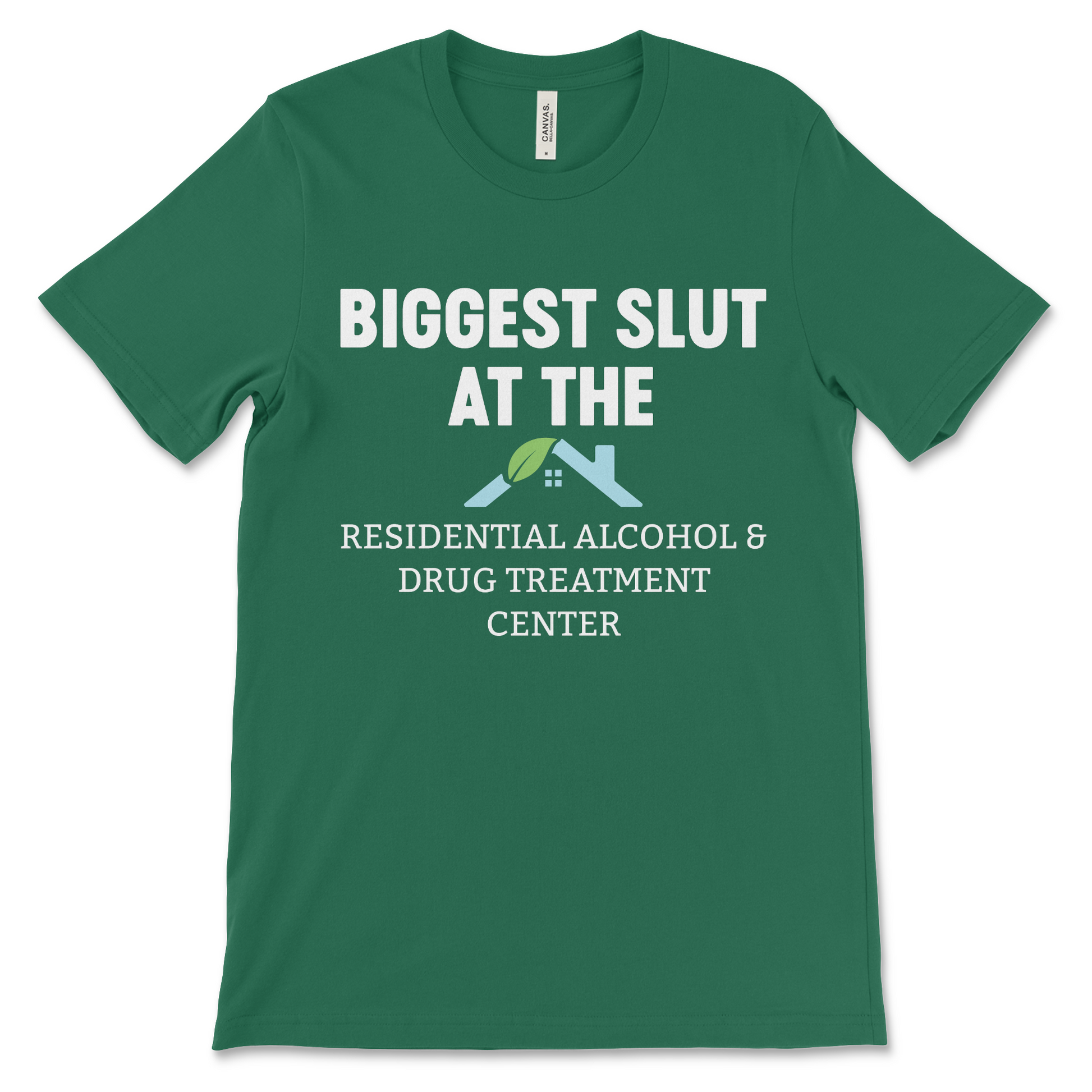 Vulgar and funny Biggest Slut shirt featuring dark humor joke.
