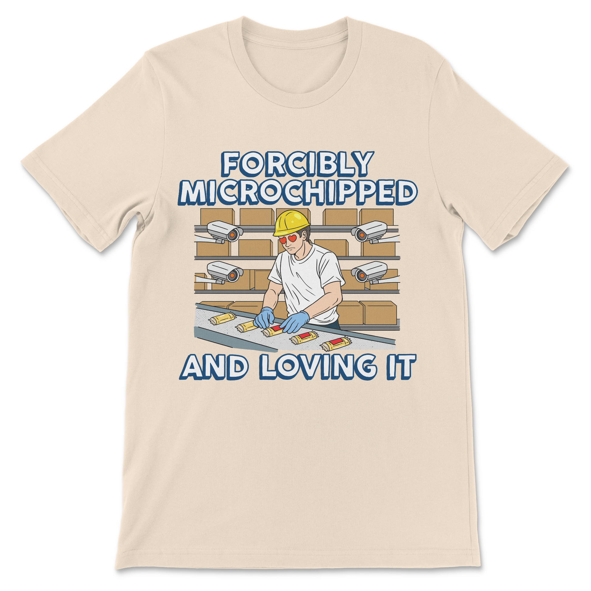 Dystopian satire t shirt about profit and job loss
