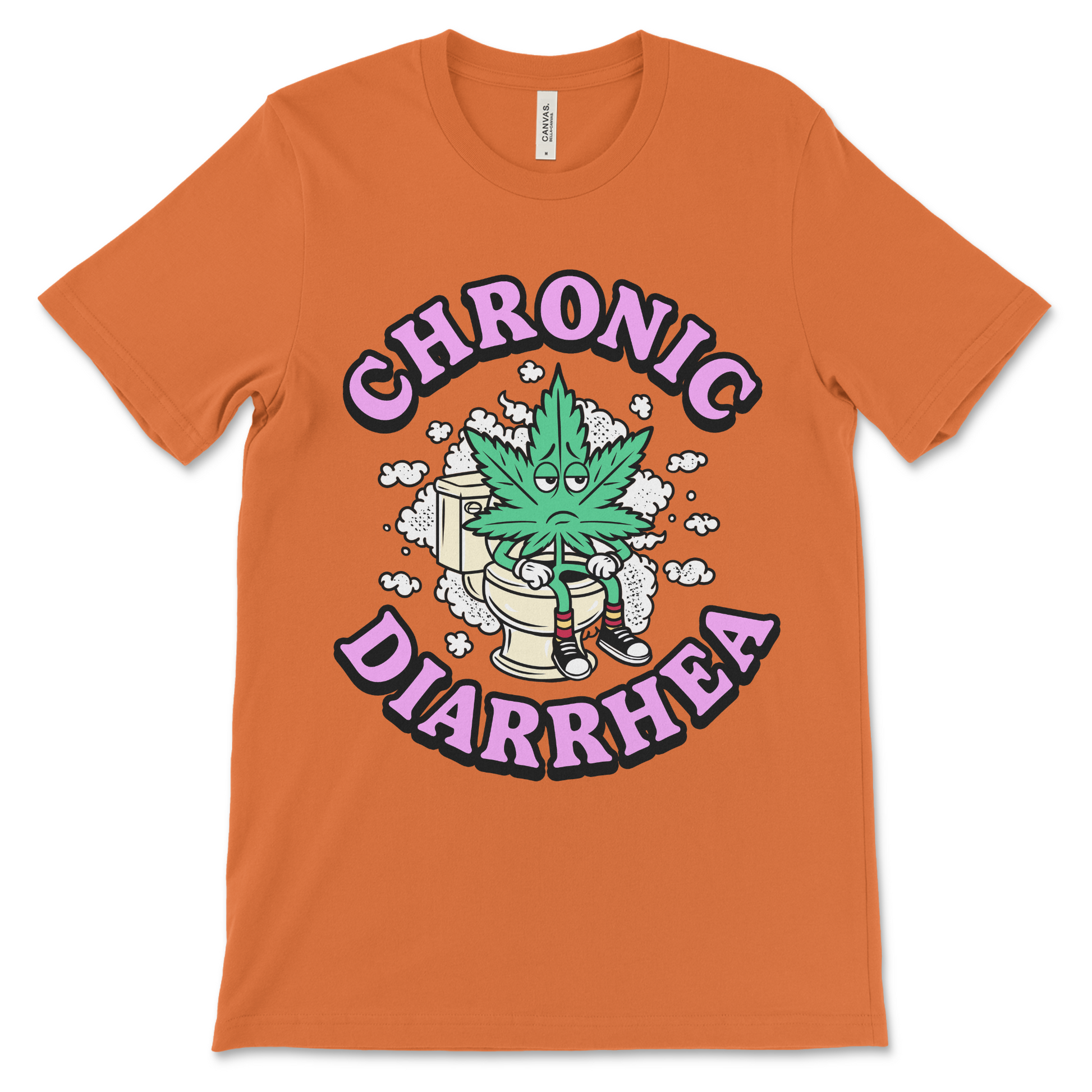 Stoner graphic tee with bad pun design and chronic poop humor. Appeals to fans of funny marijuana shirts and offensive slogans.
