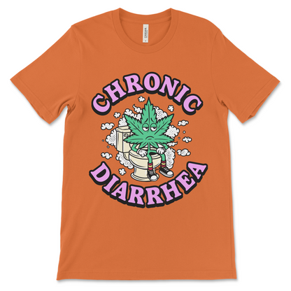 Stoner graphic tee with bad pun design and chronic poop humor. Appeals to fans of funny marijuana shirts and offensive slogans.