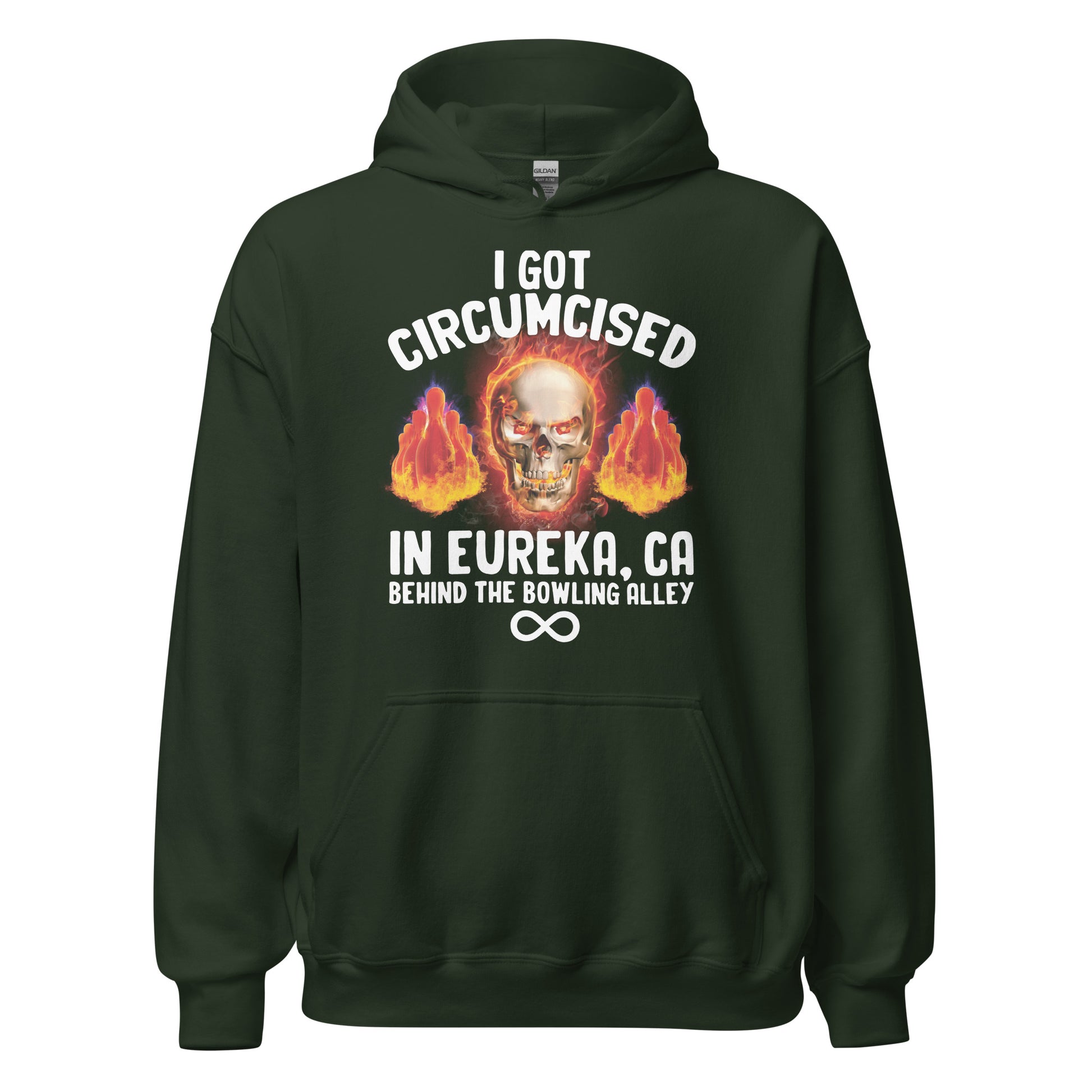 Cringe hoodie featuring a bizarre circumcision phrase and oddly specific joke. Unhinged sweatshirt made for adults who like shocking fashion.