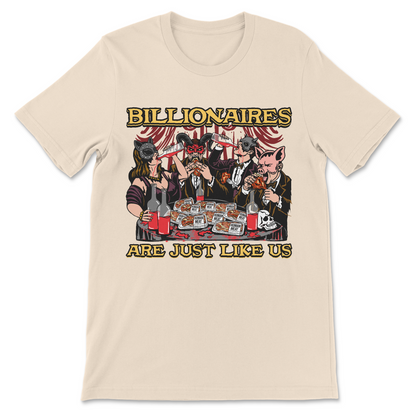 Anti capitalism political meme shirt with blood drinking party illustration
