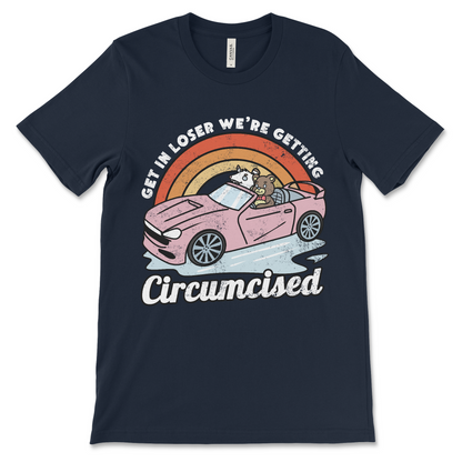 cringe meme shirt with circumcised joke text, ideal for fans of funny adult humor, raunchy t shirts, and absurd internet culture clothing
