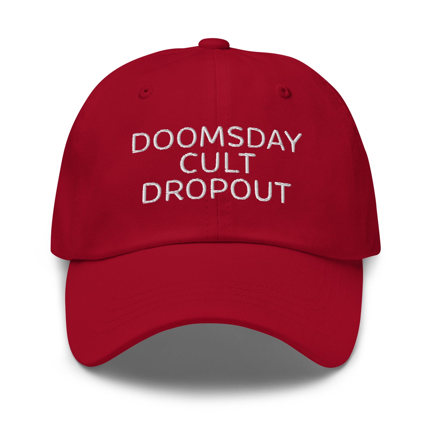 Edgy conspiracy Doomsday Cult Dropout dad hat