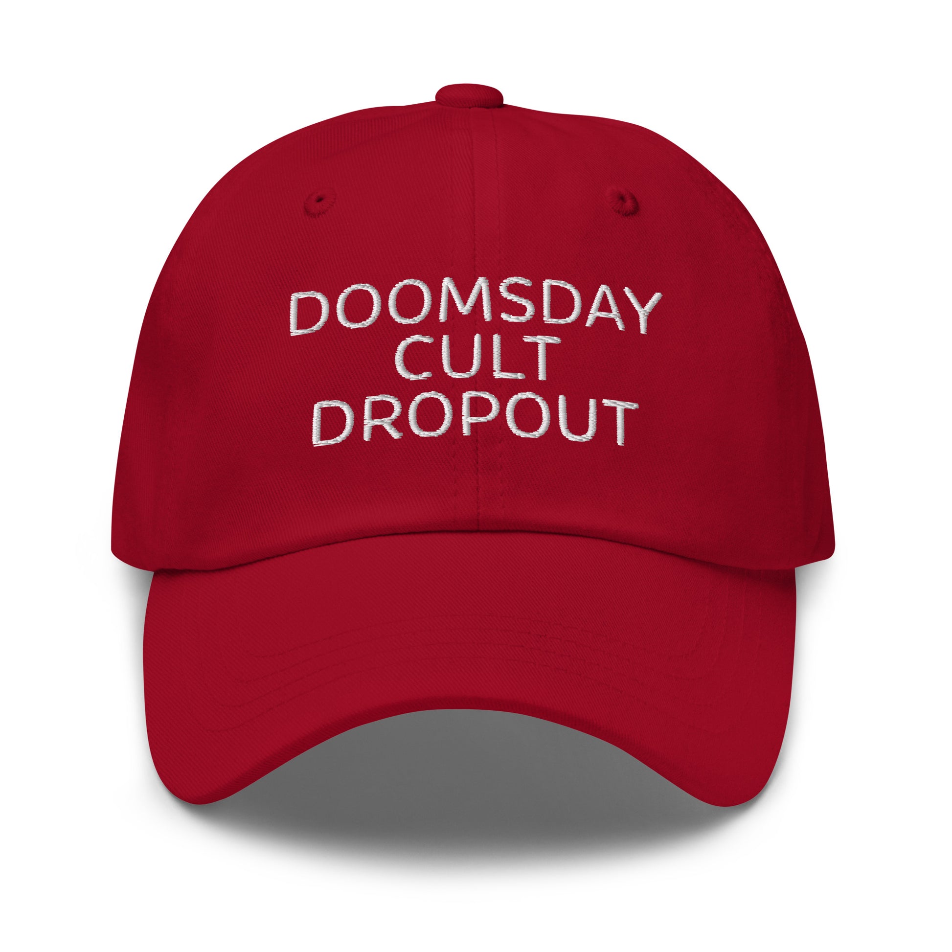Edgy conspiracy Doomsday Cult Dropout dad hat