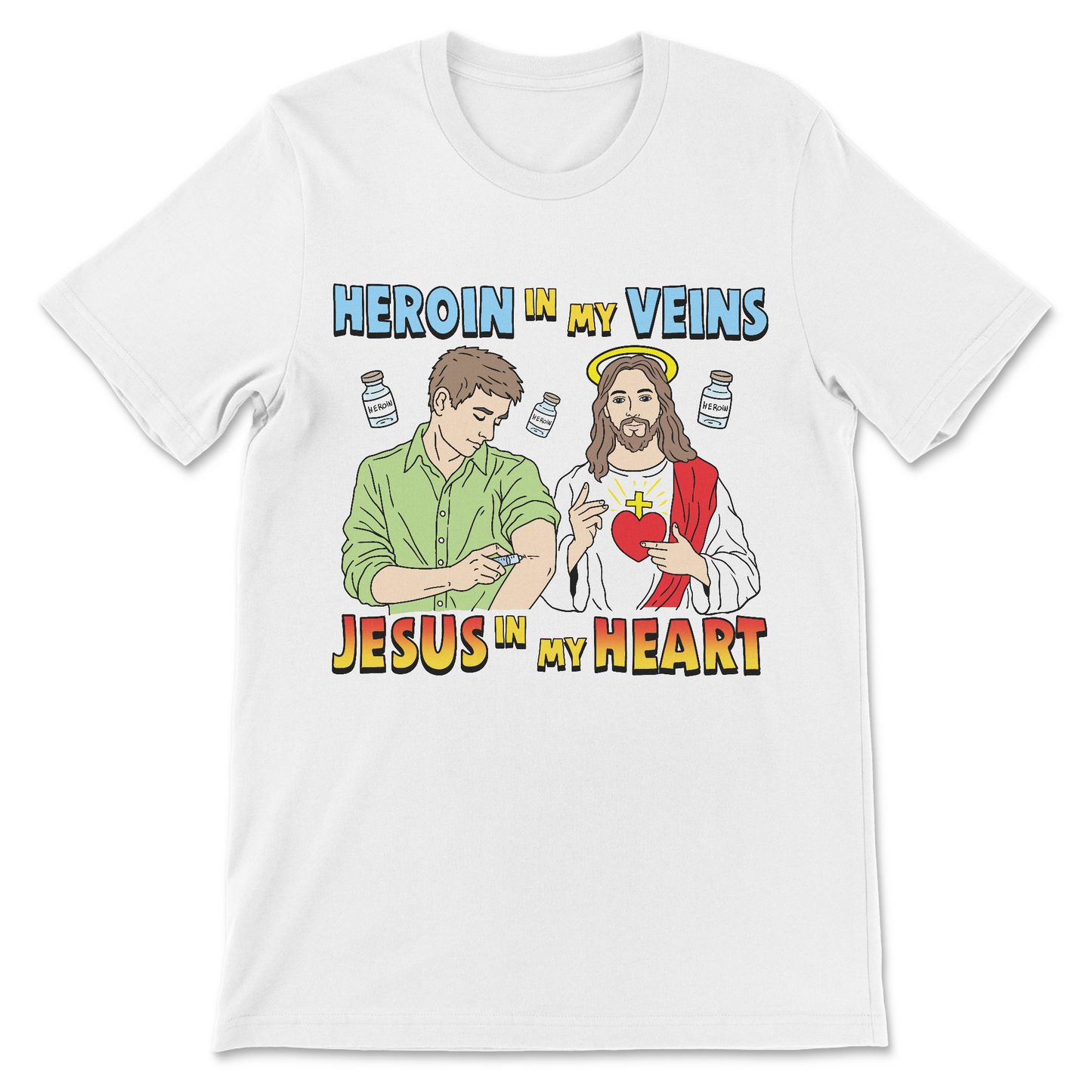 an unwearable tshirt about Jesus and drugs 