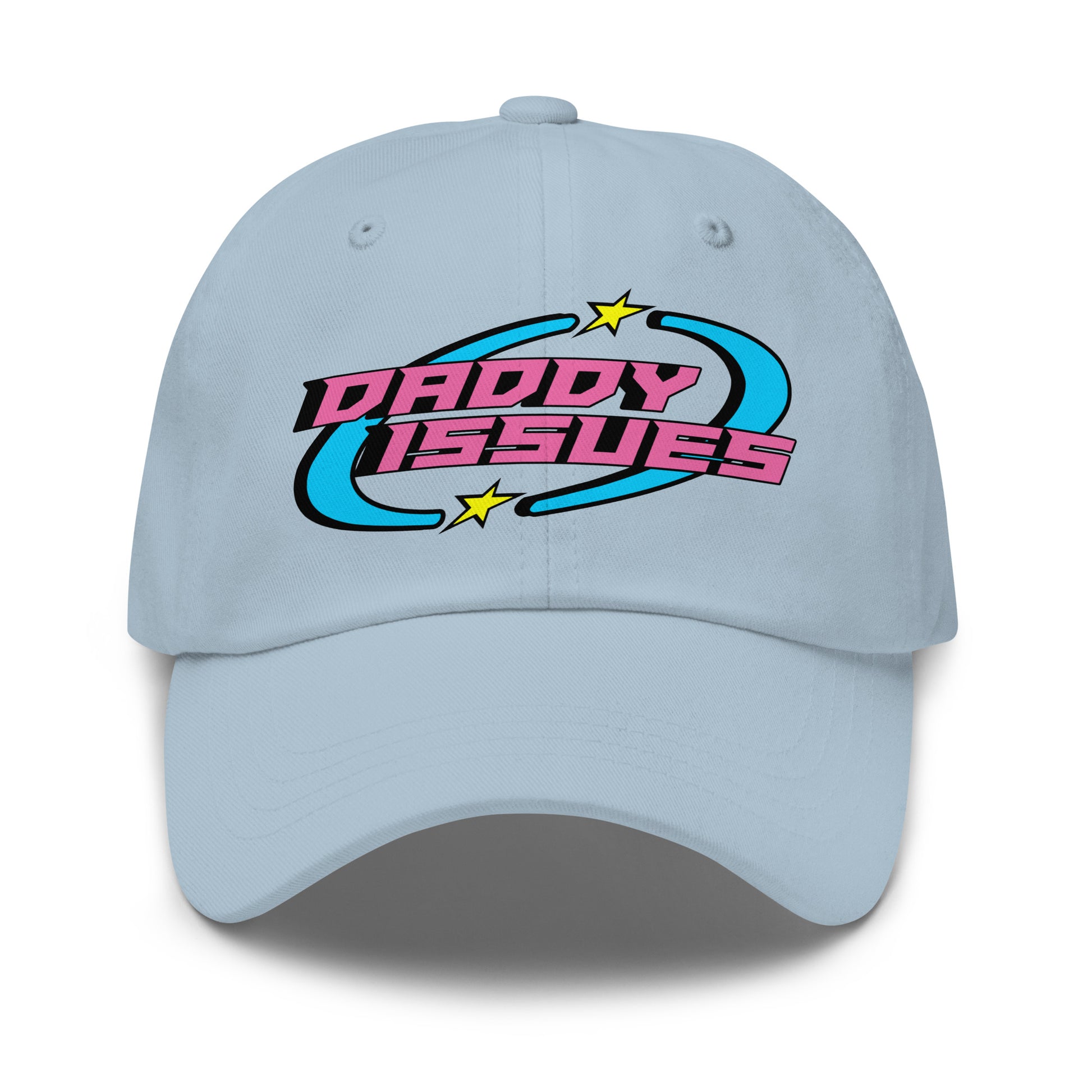 Y2K aesthetic dad hat reading Daddy Issues
