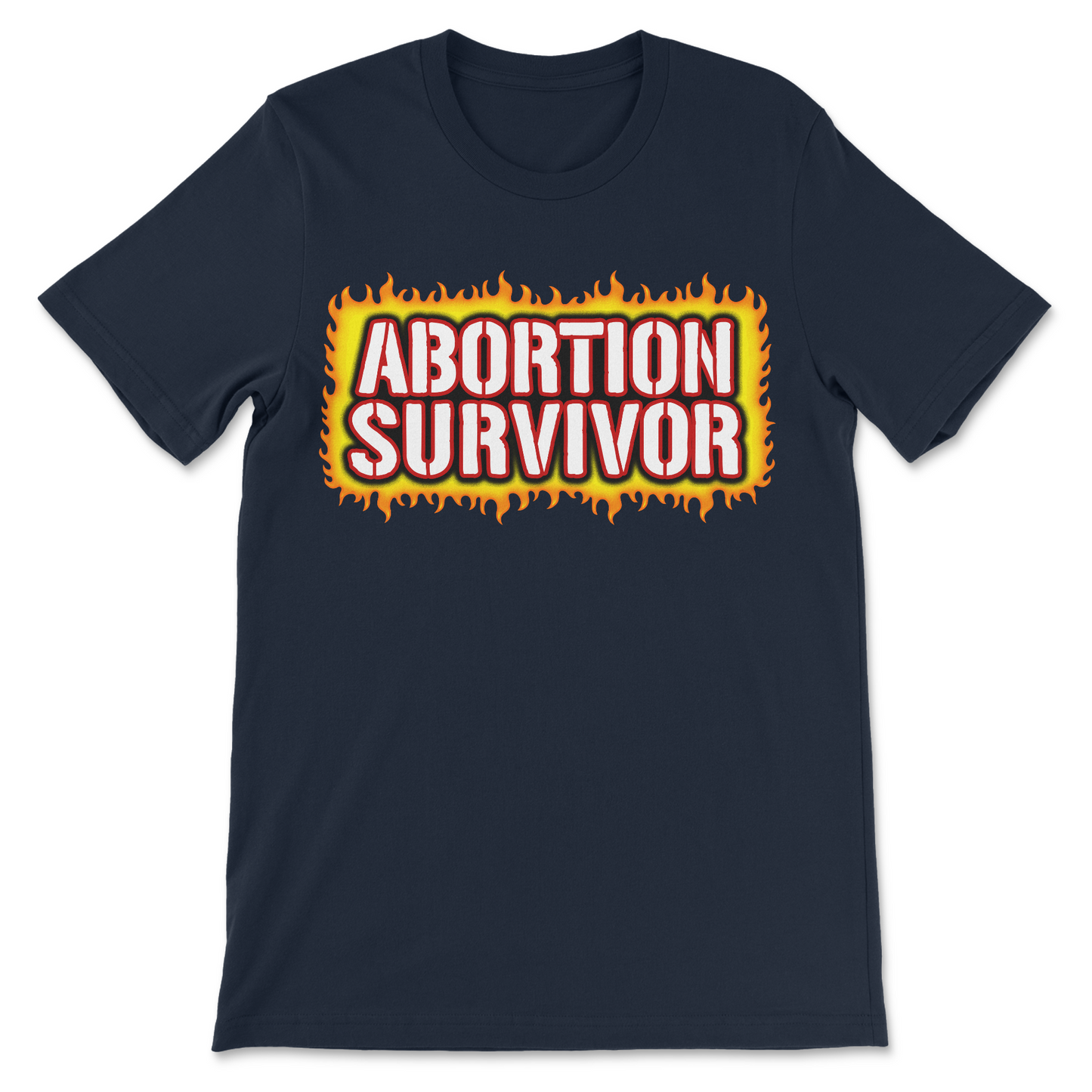 Funny abortion survivor shirt featuring controversial dark humor typography.
