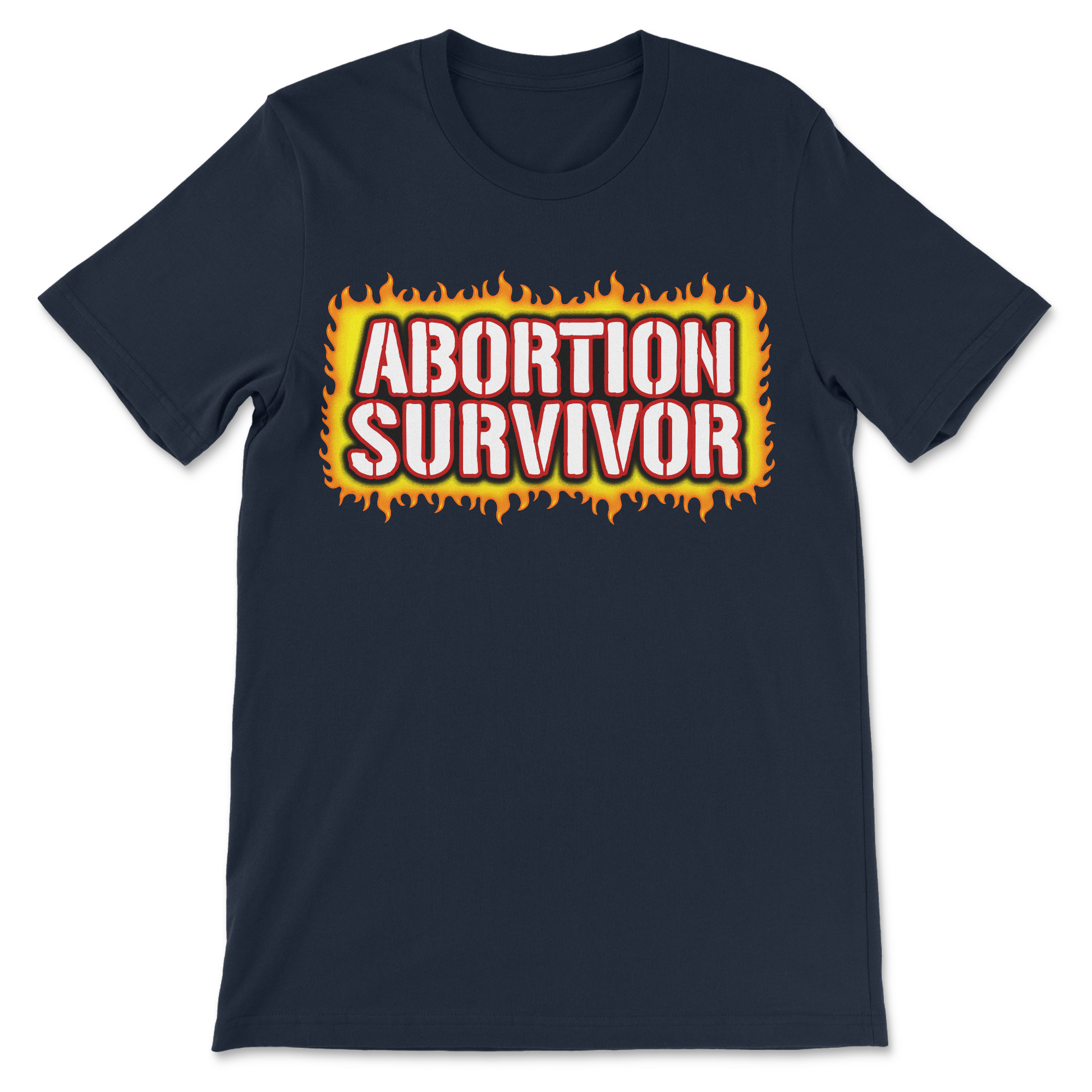 Funny abortion survivor shirt featuring controversial dark humor typography.
