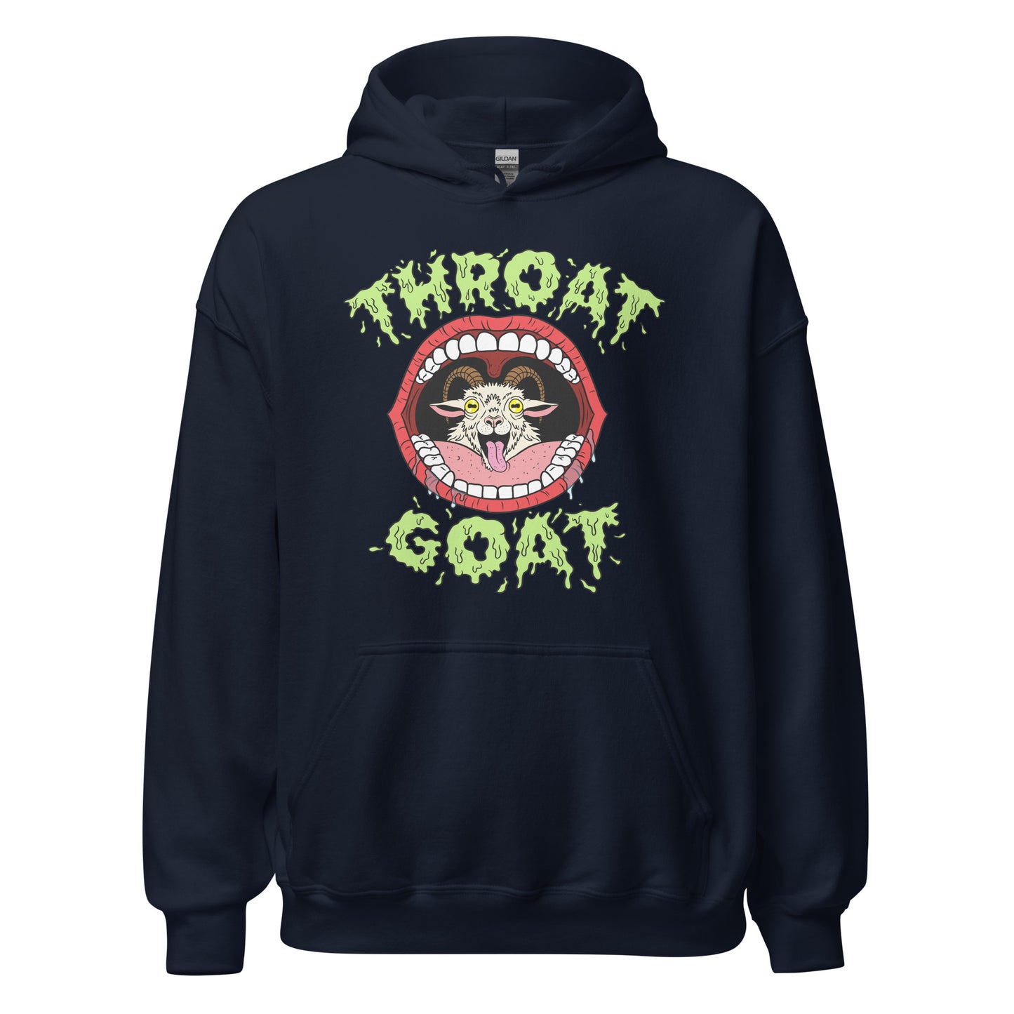 an offensive graphic hoodie featuring a crude slogan for adult humor
