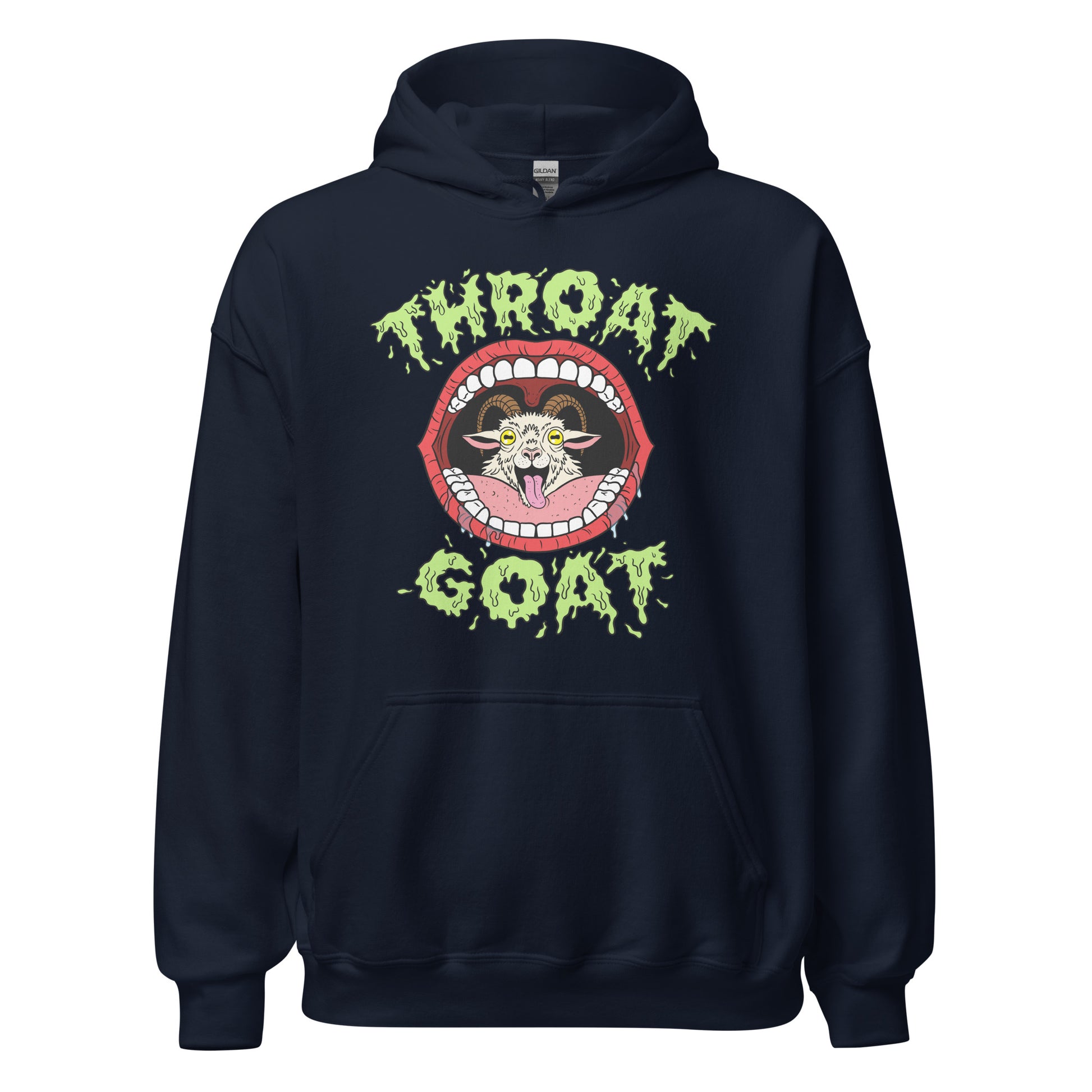 an offensive graphic hoodie featuring a crude slogan for adult humor

