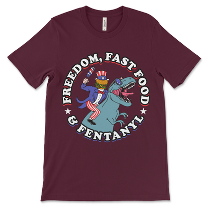 Politically incorrect shirt with drug reference and offensive American slogan. Great for fans of inappropriate graphic tees and funny america shirts.