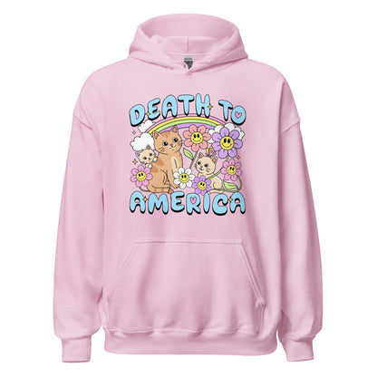 Death to America funny ironic dark humor hoodie